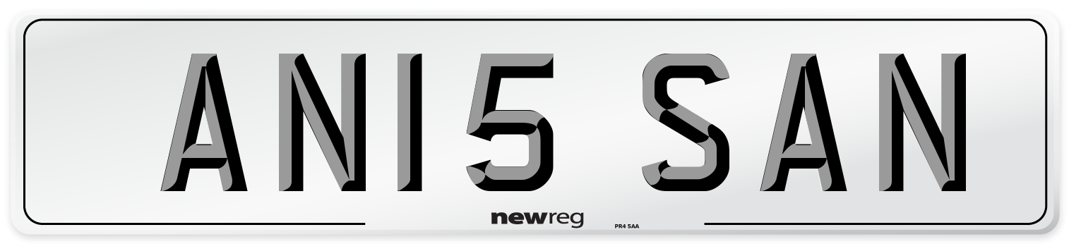 AN15 SAN Number Plate from New Reg
